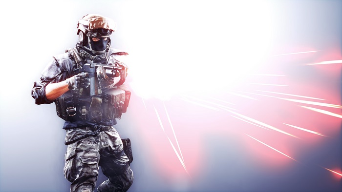 Soldier firing weapon in Battlefield 4 4K