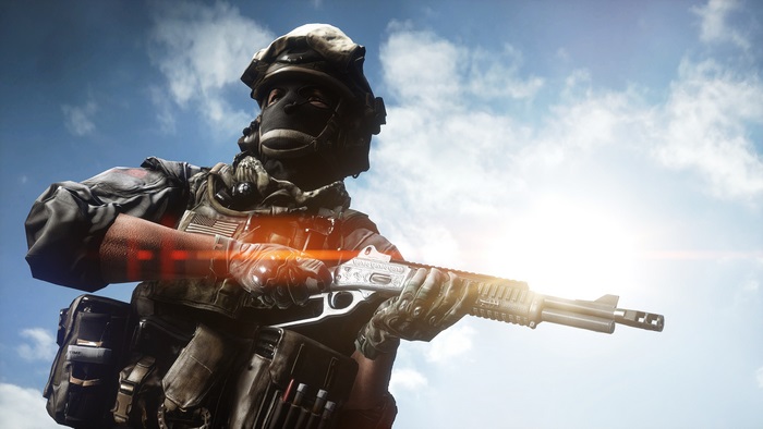 Soldier holding a rifle in Battlefield 4 4K