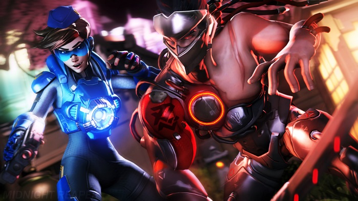 Tracer and Genji from Overwatch 4K