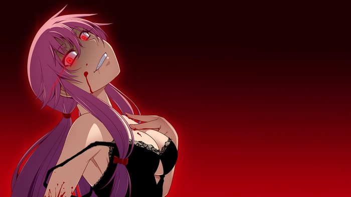 Yuno Gasai from Mirai Nikki with blood