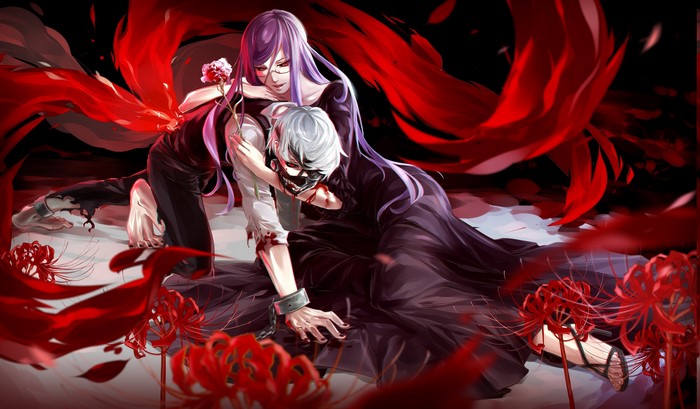 Kaneki Ken and Rize in Intense Tokyo Ghoul Scene