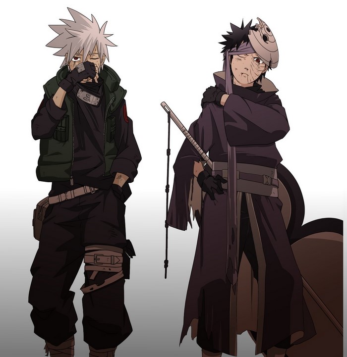 Kakashi and Obito Sharingan Anime Artwork