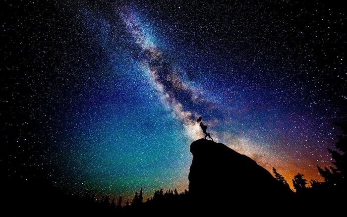 Simba from The Lion King on a cliff under the Milky Way