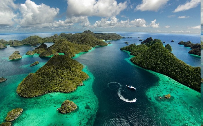 Aerial View of Tropical Islands in Raja Ampat, Indonesia