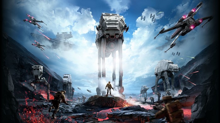 Star Wars Battlefront AT-ATs and X-wings battle