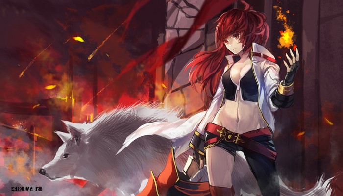 Elesis with Wolf and Fire in Elsword