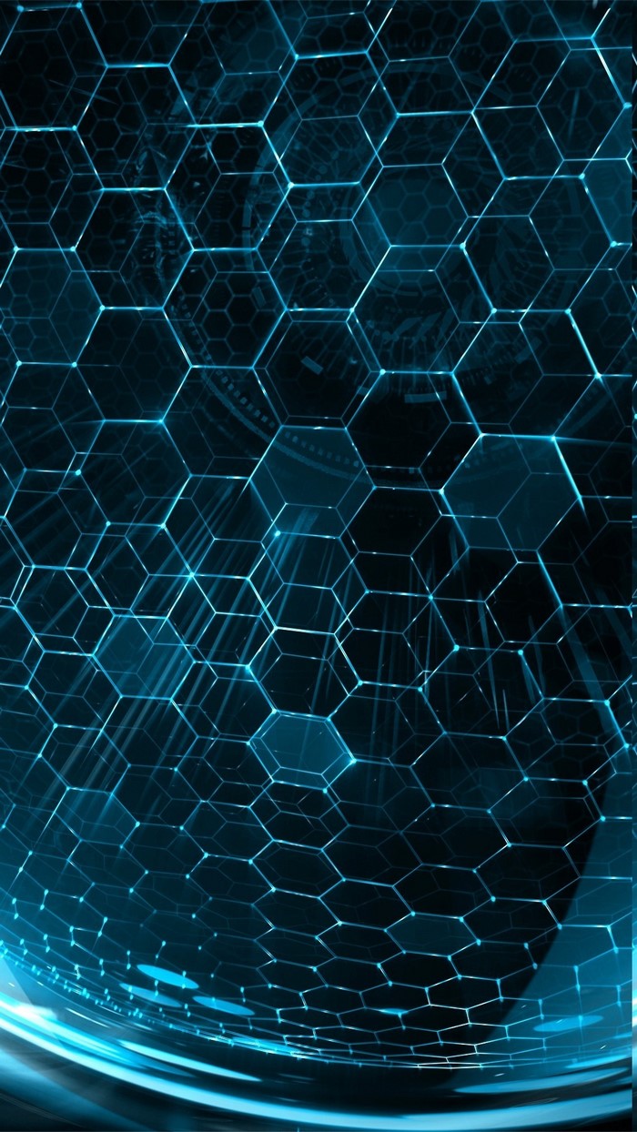 Glowing Blue Hexagonal Digital Sphere Pattern