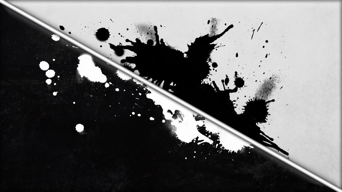 Abstract black and white paint splatter digital art