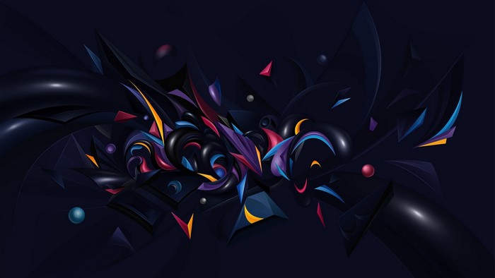 Abstract 3D geometric shapes with vibrant colors