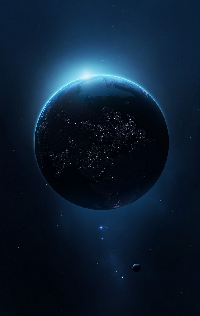 Earth in Space with Glowing Horizon