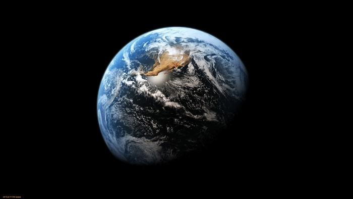 Earth from space against black background