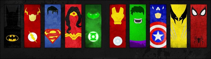 DC Comics and Marvel Superheroes Banner Display