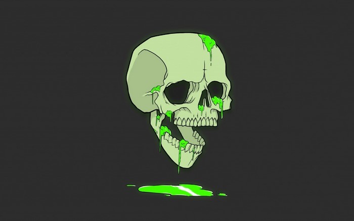 Green slime dripping skull artwork