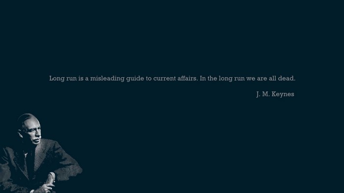 J. M. Keynes quote on dark background