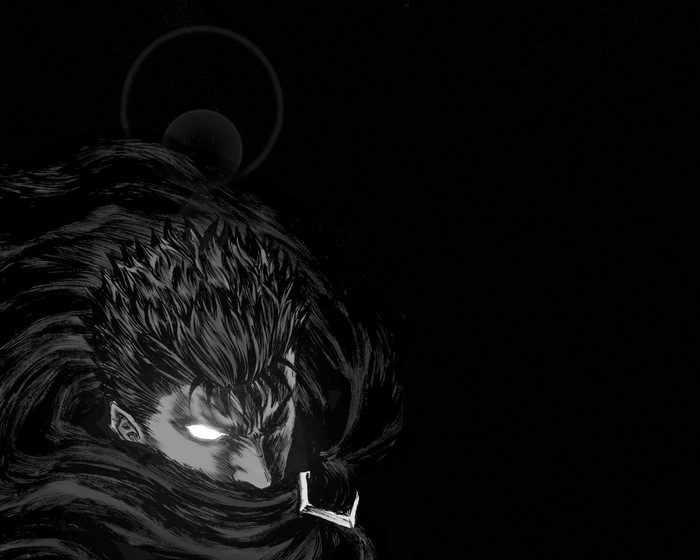 Guts from Berserk with a lunar eclipse
