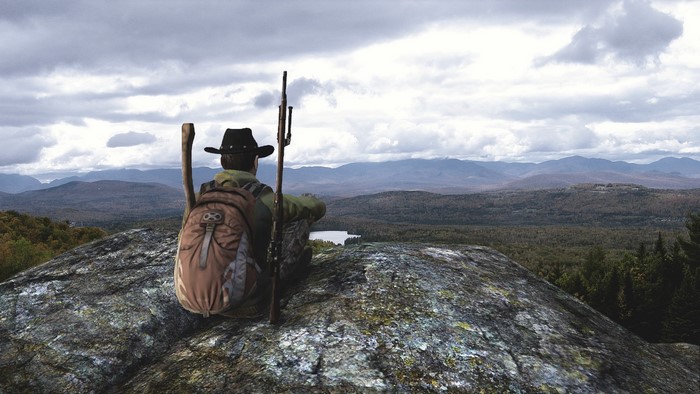 DayZ landscape with a lone person on a mountain