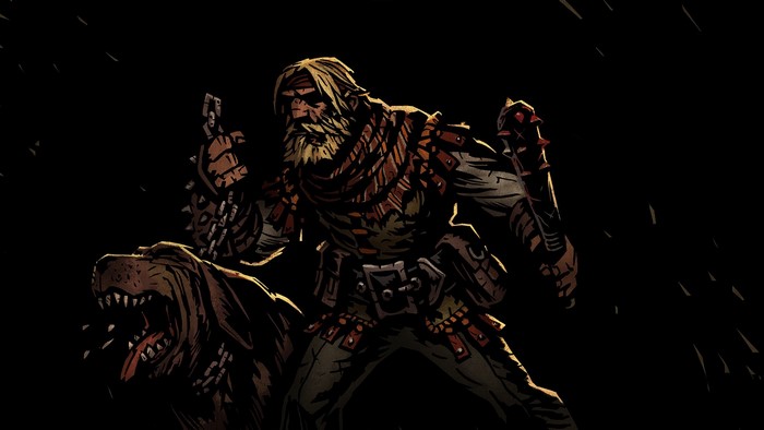 Hound Master and dog from Darkest Dungeon