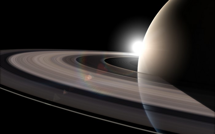 Saturn and Its Rings in Space