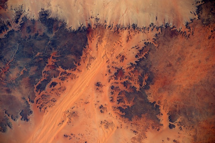 Satellite view of Mars terrain