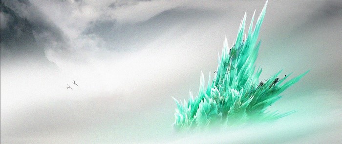 Concept art of a crystal mountain from How to Train Your Dragon 2