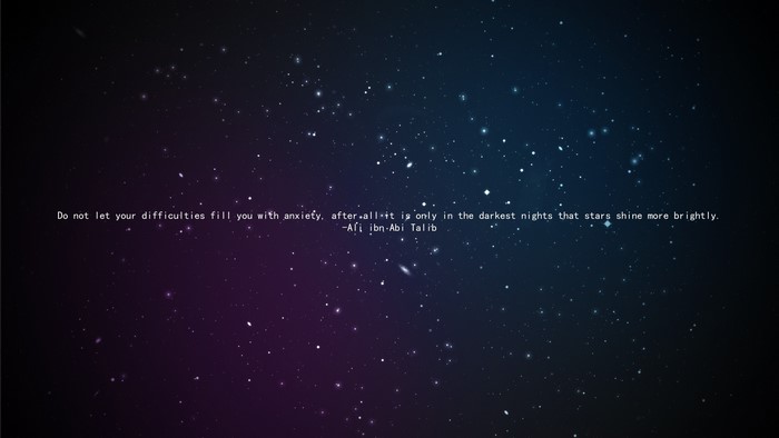 Quote by Ali ibn Abi Talib on a starry background