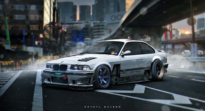Futuristic BMW E36 Stance Car by Khyzyl Saleem