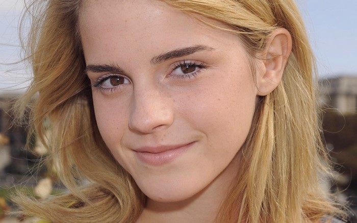 Emma Watson blonde hair close up portrait