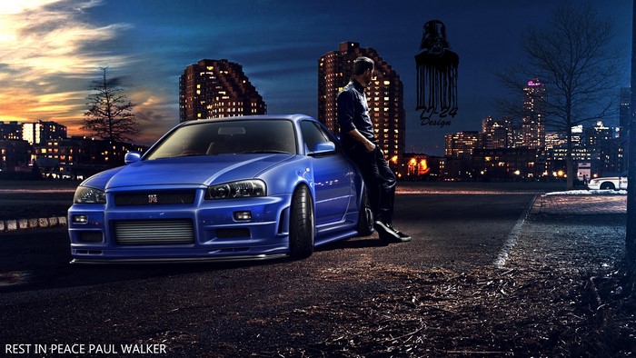 Paul Walker with Nissan Skyline GT-R R34