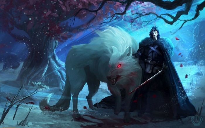 Jon Snow and Ghost from Game of Thrones