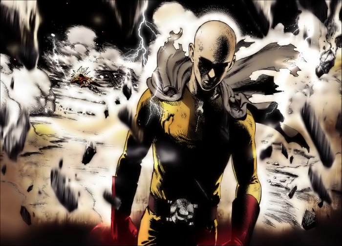 Saitama from One Punch Man in battle