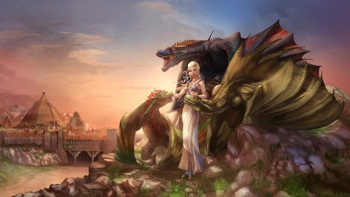 Daenerys Targaryen with Dragons in Meereen