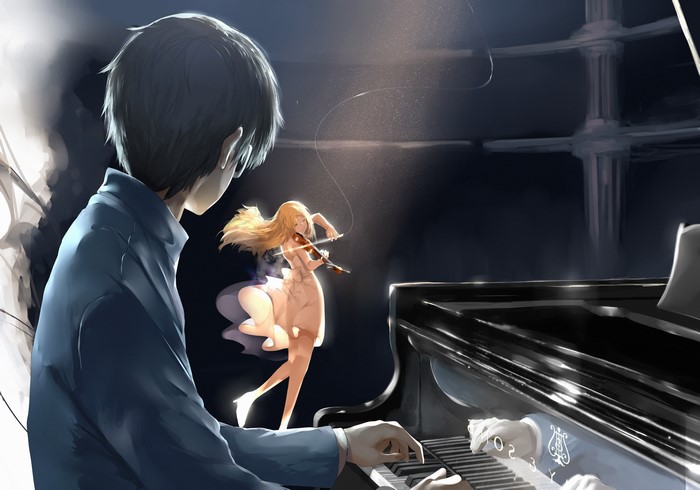 Kousei Arima and Kaori Miyazono from Your Lie in April