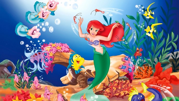 Ariel and friends from The Little Mermaid underwater
