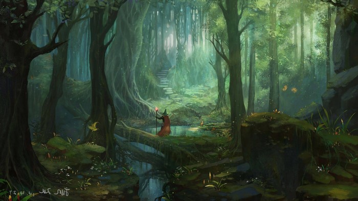 Mystical Wizard in Enchanted Forest