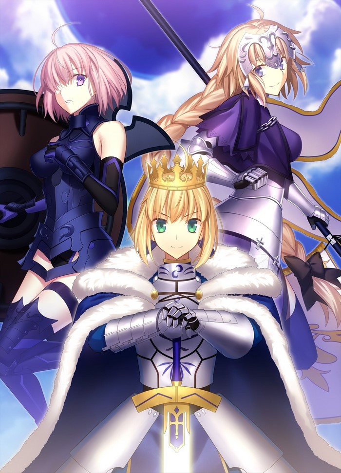 Jeanne d'Arc, Mash Kyrielight, and Artoria Pendragon from Fate/Grand Order