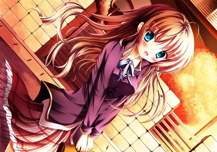 Anime girl in school uniform with long hair