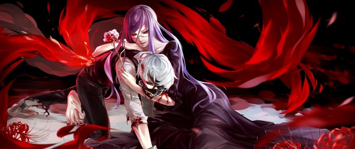 Rize Kamishiro and Ken Kaneki from Tokyo Ghoul
