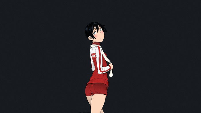 Anime girl in gym clothes