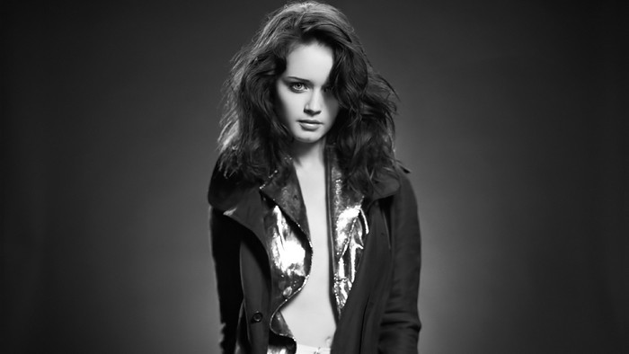 Alexis Bledel in a black coat