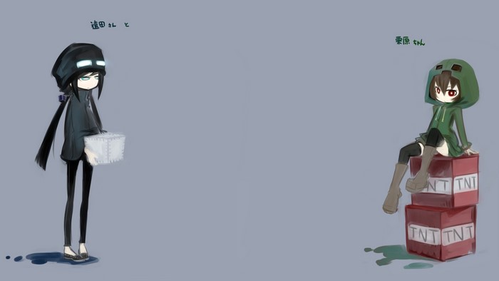 Enderman and Creeper girls from Minecraft