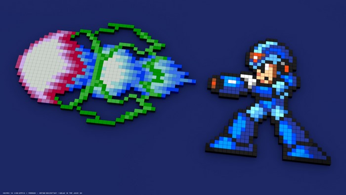 Mega Man from Mega Man 3D pixel art