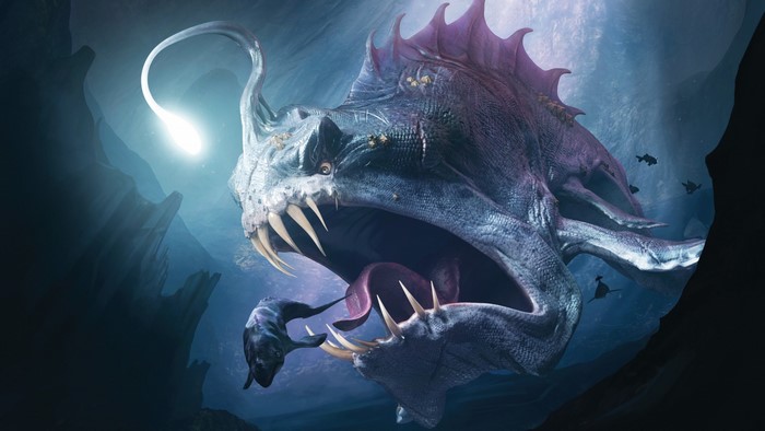 Deep Sea Anglerfish with Sea Creature Prey