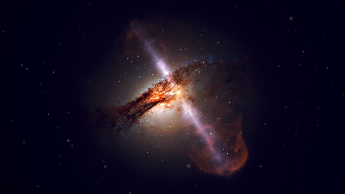 Supermassive black hole with jets in space