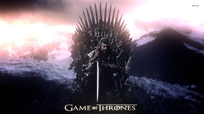 Ned Stark from Game of Thrones on the Iron Throne