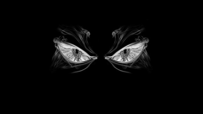 Eyes made of smoke on a black background