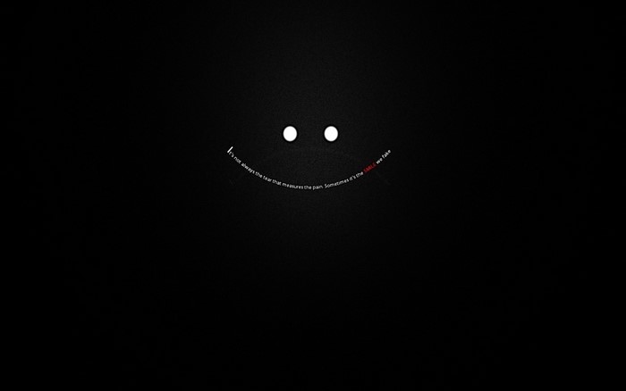 Minimalist dark smiley face with quote