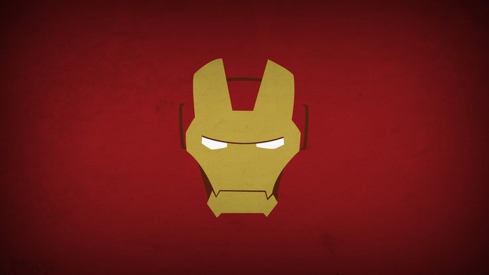 Iron Man minimalist mask on red background