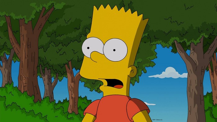 Bart Simpson from The Simpsons in a forest