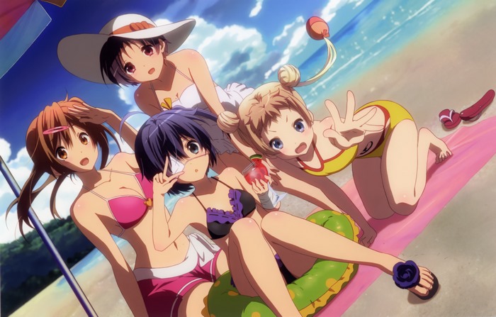 Chuunibyou demo Koi ga Shitai! characters at the beach