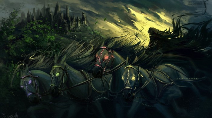 Grim Reaper on a Chariot of Four Horses
